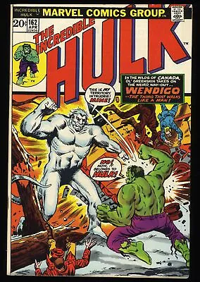Buy Incredible Hulk (1962) #162 VF 8.0 1st Appearance Of Wendigo! Marvel 1973 • 96.97£
