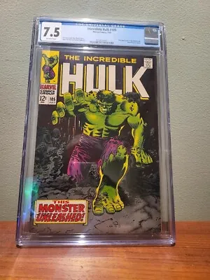 Buy Incredible Hulk #105 CGC 7.5 OW/W Pages 1968 1st Appearance Of The Missing Link • 158.12£
