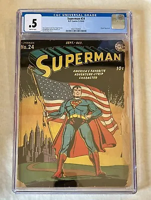 Buy Superman #24 CGC 0.5 (1943) Classic Flag Cover! • 1,005.35£