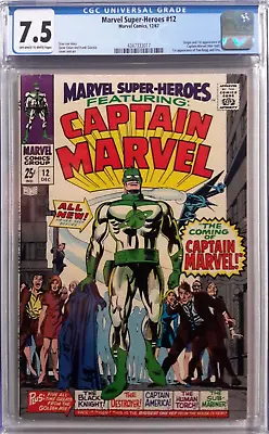 Buy 🔥marvel Super-heroes #12 Cgc 7.5*1967*1st App Of Captain Marvel*silver Age Key* • 158.11£