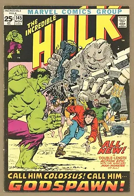 Buy Incredible Hulk 145 FN+ Trimpe! COLOSSUS! SPHINX! Origin Retold 1971 Marvel V366 • 19.76£