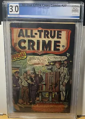 Buy All True Crime Cases 27 Comic Classic Electric Chair Cover PGX Not CGC 1948 • 90.88£