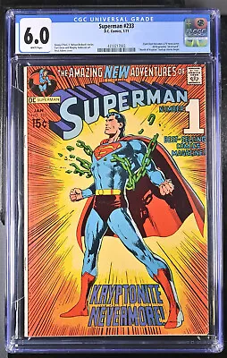 Buy SUPERMAN 233 CGC 6.0 NEAL ADAMS CLASSIC COVER - WHITE PAGES - Very Rare • 236.53£
