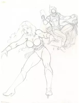Buy Wonder Woman Vs Ghost Rider! Original Art Drawing Pinup Page Sketch (8x11) • 79.05£