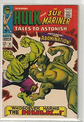 Buy Tales To Astonish # 91 Very Fine [1st Abomination Cover] Key Issue  • 225£