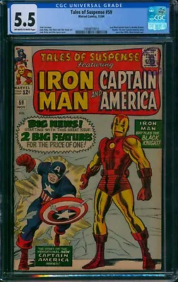 Buy Tales Of Suspense 59 ⭐ CGC 5.5 OW-W ⭐ Iron Man Captain America Marvel Comic 1964 • 188.66£
