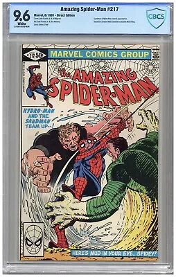 Buy Amazing Spider-Man # 217  CBCS   9.6  NM+   White Pgs   6/81  Sandman & Hydro-Ma • 90.88£