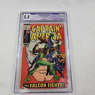 Buy Captain America 118 CGC 5.0 C-1 Key Issue 2nd App Of Falcon & Redwing 1969 Comic • 79.94£