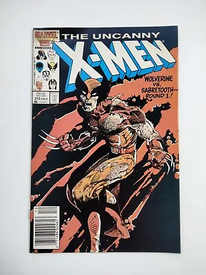 Buy Uncanny X-Men #212 Key 1st Wolverine Vs Sabretooth Marvel Comic 1986 Newsstand • 18.21£