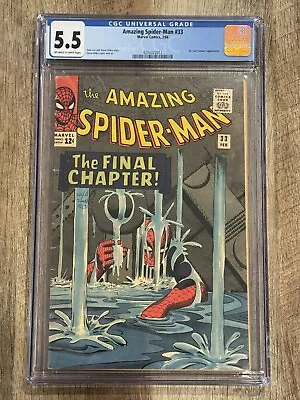 Buy Amazing Spider-Man #33 - CGC 5.5 - 1966 - Classic Ditko Cover And Art • 251.39£
