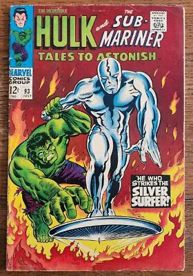 Buy TALES TO ASTONISH #93 Marvel 1967 SILVER SURFER VS THE INCREDIBLE HULK! - VG • 118.73£
