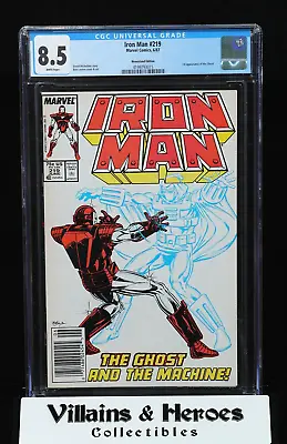Buy Iron Man #219 ~ CGC 8.5 ~ Newsstand Ed. ~ 1st App. Of The Ghost ~ Marvel (1987) • 55.33£