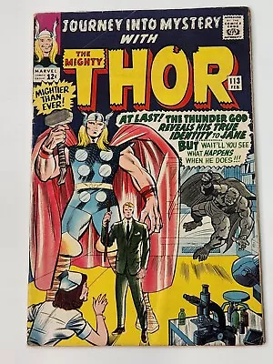 Buy Journey Into Mystery 113 Thor Jane Foster Jack Kirby Stan Lee Silver Age 1965 • 55.33£
