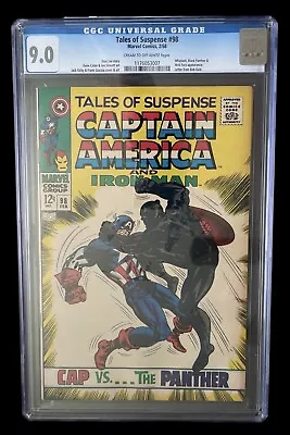 Buy Marvel Tales Of Suspense 98 1968 CGC 8.5 WHITE Pages, Black Panther & Cap Battle • 316.94£