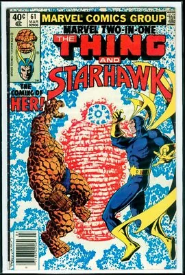 Buy Marvel Comics MARVEL TWO-IN-ONE #61 THING And STARHAWK 1st HER VFN- 7.5 • 10.35£