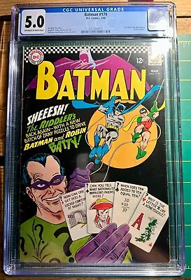 Buy Batman #179 ~ Dc 1966 ~ Cgc 5.0 Vg/fn ~ 2nd Silver Age Riddler • 174.78£