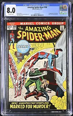 Buy Amazing Spider-Man #108 - Marvel Comics 1972 CGC 8.0 1st Appearance Of Sha Shan. • 47.17£