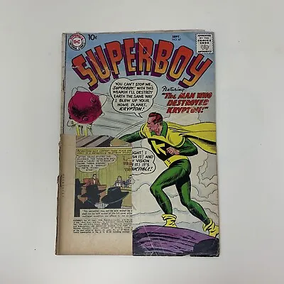Buy DC Comics~Superboy 67~1958 Silver Age~Good- CoND 1.8~Missing Part Of Cover • 14.94£