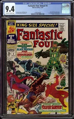 Buy Fantastic Four Annual # 5 CGC 9.4 OW/W (Marvel 1967) 1st Solo Silver Surfer Tale • 784.79£