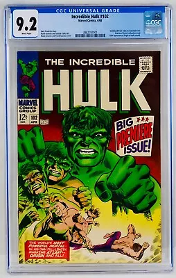 Buy Incredible Hulk #102 CGC 9.2 White Pages Continued Form Tales To Astonish #101 • 1,576.84£