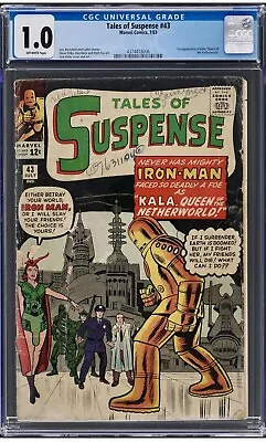 Buy 1963 Tales Of Suspense #43 Iron Man CGC 1 Silver Age Marvel 1st Appearance Kala • 92.07£