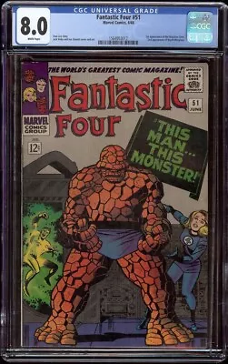 Buy Fantastic Four # 51 CGC 8.0 White (Marvel, 1965) Classic  This Man This Monster  • 312.69£
