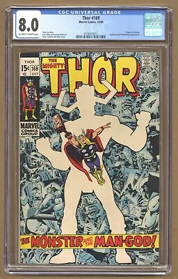 Buy Thor 169 (CGC 8.0) Origin Of Galactus Watcher Thermal Man Kirby 1969 Marvel U972 • 139.92£