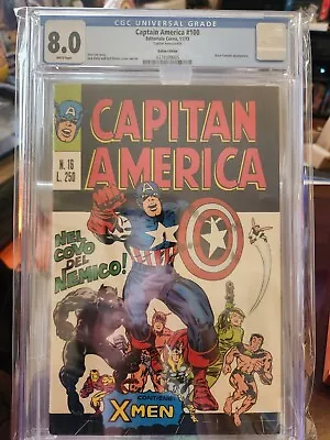 Buy Captain America #100 CGC 8.0 White Italian Edition Foreign Key Jack Kirby • 211.87£