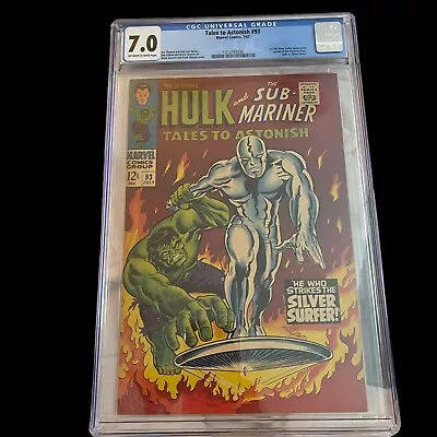 Buy Tales To Astonish #93 CGC 7.0 1967 Hulk Vs Silver Surfer OW/WH PGS Marvel • 232.18£