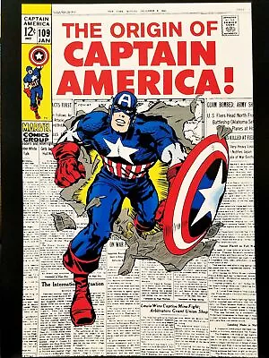 Buy Captain America #109 12x16 FRAMED Art Poster Print By Jack Kirby, 1969 Marvel Co • 37.80£