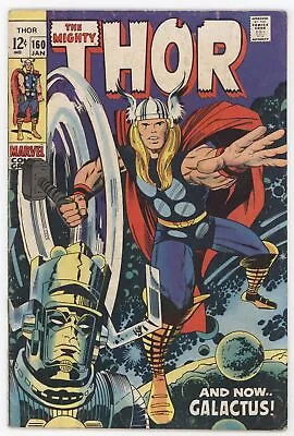 Buy Mighty Thor 160 Marvel 1969 VG FN Galactus Ego Stan Lee Jack Kirby • 44.19£