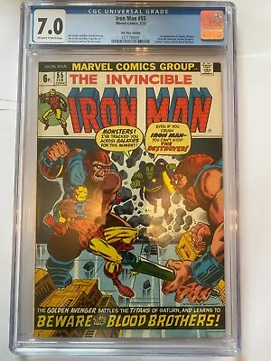 Buy IRON MAN #55 1st Thanos UK Price Marvel Comics 1973  CGC 7.0 • 599.95£