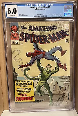 Buy 1965 Amazing Spider-Man 20 CGC 6.0 1ST SCORPION Appearance DITKO LEE • 719.56£