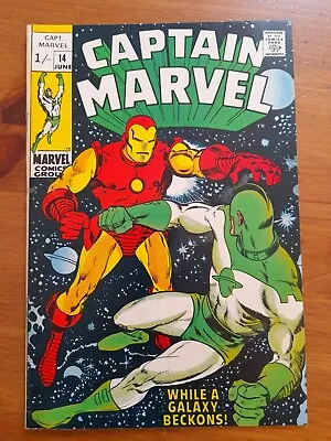 Buy Captain Marvel #14 June 1969 FINE/VFINE 7.0 Iconic Cover Art By Frank Springer • 29.99£