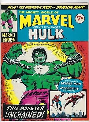 Buy MIGHTY WORLD OF MARVEL # 95 -UK Marvel Comic 27 Jul 1974- Hulk FF Daredevil VF • 5.95£