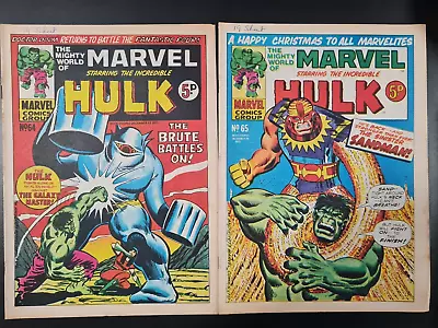 Buy The Mighty World Of Marvel Starring Hulk / Avengers #64 & #65 Marvel Uk 1973 • 0.99£