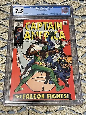 Buy Captain America #118 CGC 7.5 White Pages 1969 2nd Falcon (Sam Wilson) Colan • 118.25£