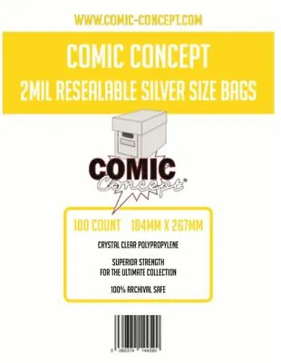 Buy Comic Concept | Resealable Silver Age Comic Book Storage Bags | 100 Bags • 9.95£