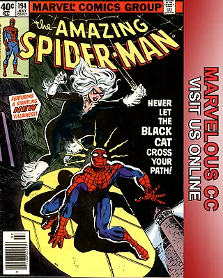 Buy 1979 Marvel Comics The Amazing Spider-Man #194 Black Cat 1st Appearance VINTAGE • 223.40£