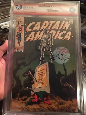 Buy Captain America #113 CBCS 7.0 SS WHITE (Like CGC) Signed By Jim Steranko CLASSIC • 356.84£