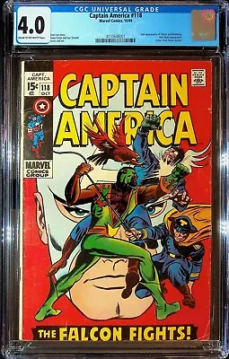Buy Captain America #118 **cgc 4.0 ** 2nd App Of Falcon And Redwing *1969* • 51.24£