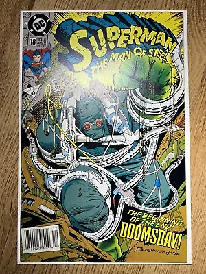 Buy Superman The Man Of Steel #18 (1992) 1st Full App Of Doomsday! Newsstand D.C NM+ • 20£