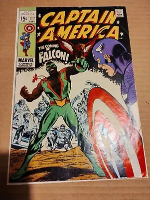 Buy Captain America  #117 - 1st Falcon KEY MCU Marvel Comic By Stan Lee & Gene Colan • 150£
