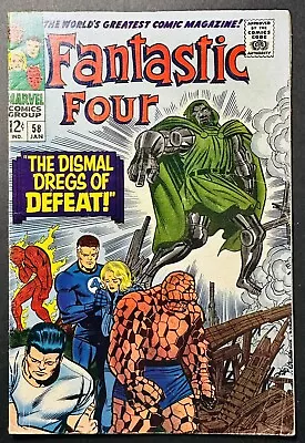 Buy Fantastic Four #58 W/ Doctor Doom! Jack Kirby Cover! Marvel Comics 1967! NICE! • 47.16£
