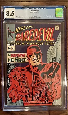 Buy Daredevil #41 Cgc 8.5 Ow/wh Pages - Death Of Mike Murdock Marvel Comics 1968 • 79.15£