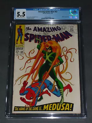Buy CGC 5.5 OW-WP - Amazing Spiderman #62 Medusa • 119.92£