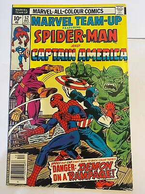 Buy MARVEL TEAM-UP #52 Captain America  Spider-Man Marvel UK Price 1976 FN/VF • 3.95£