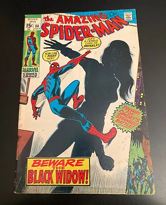 Buy AMAZING SPIDER-MAN #86 (1970) *Black Widow Key!* Very Bright/Glossy! Wh/O-W Pgs! • 64.01£