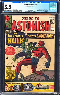 Buy Marvel Tales To Astonish #59 CGC 5.5  Cream To OW Pages 1964 - 1st Hulk In Title • 182.46£