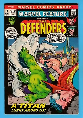 Buy MARVEL FEATURE # 3 FNVF 3rd DEFENDERS APPEARANCE_'PICTURE-FRAME' CVR_CENTS_1972 • 0.99£